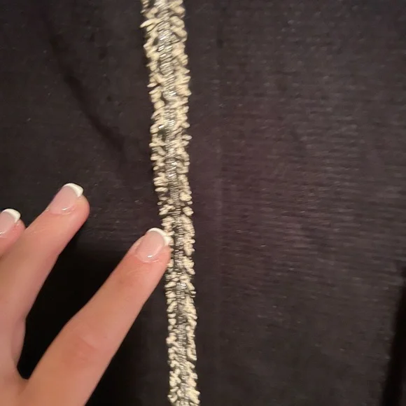 Elegant Black Women's Jacket / open cardigan with Silver sparkle Trim - Picture 5 of 5